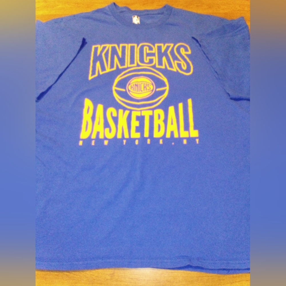 New York Knicks NBA Basketball Royal Blue Cotton T-Shirt Size XL/2X